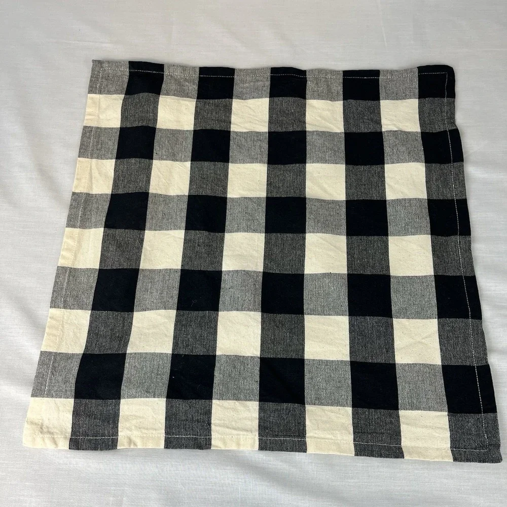 Pier 1 Imports Cotton Napkins Set Of 6 Buffalo Check Plaid Black & White 20